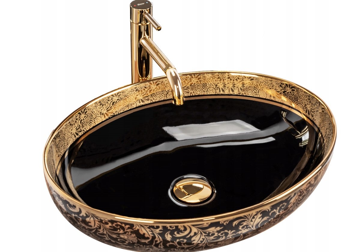 Umywalka Nablatowa Rea Margot Czarny Złoty 52 X 40