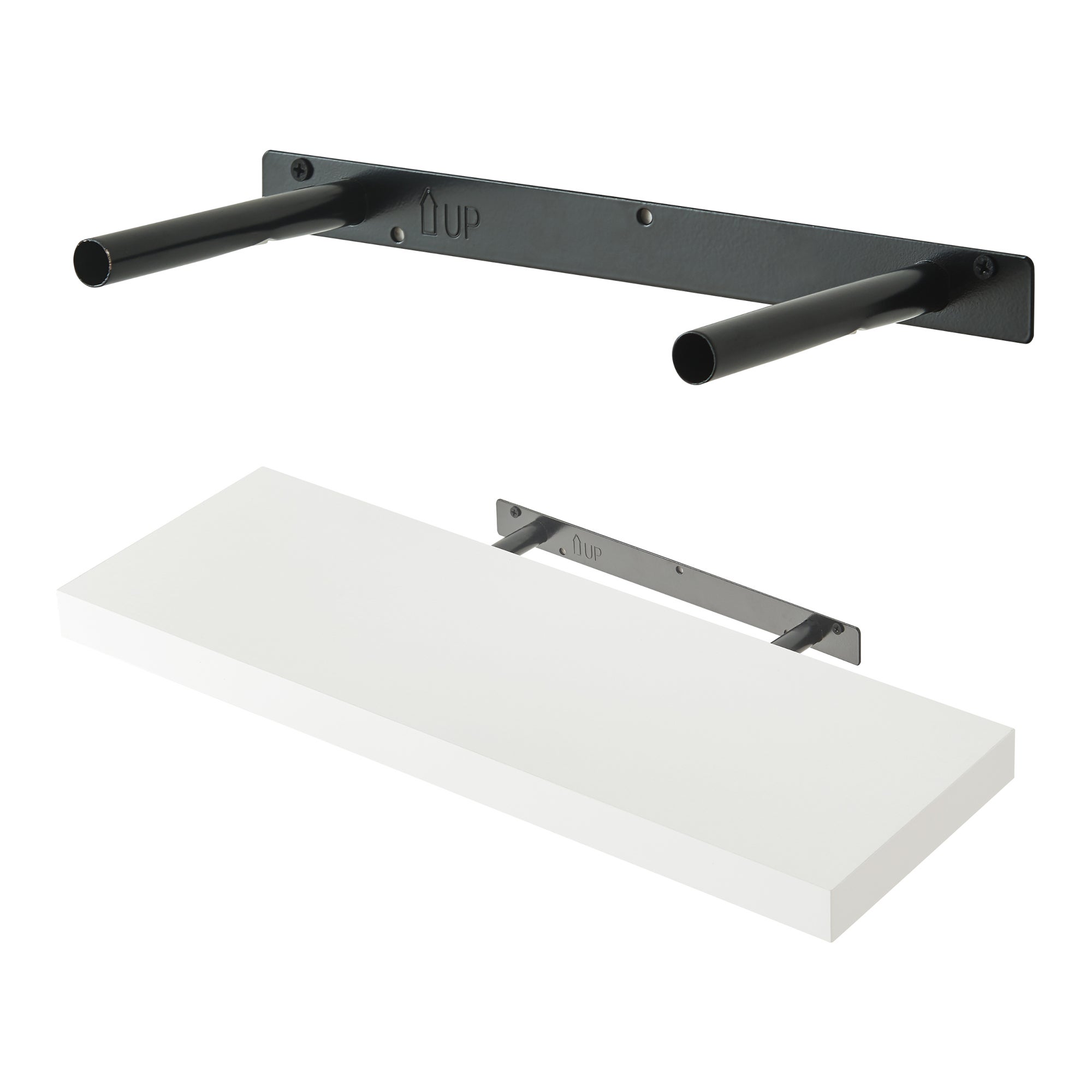 Conjunto de 3 prateleiras flutuantes Stranda MDF/metal 60x20x3,5cm - Branco [en.casa] - 6