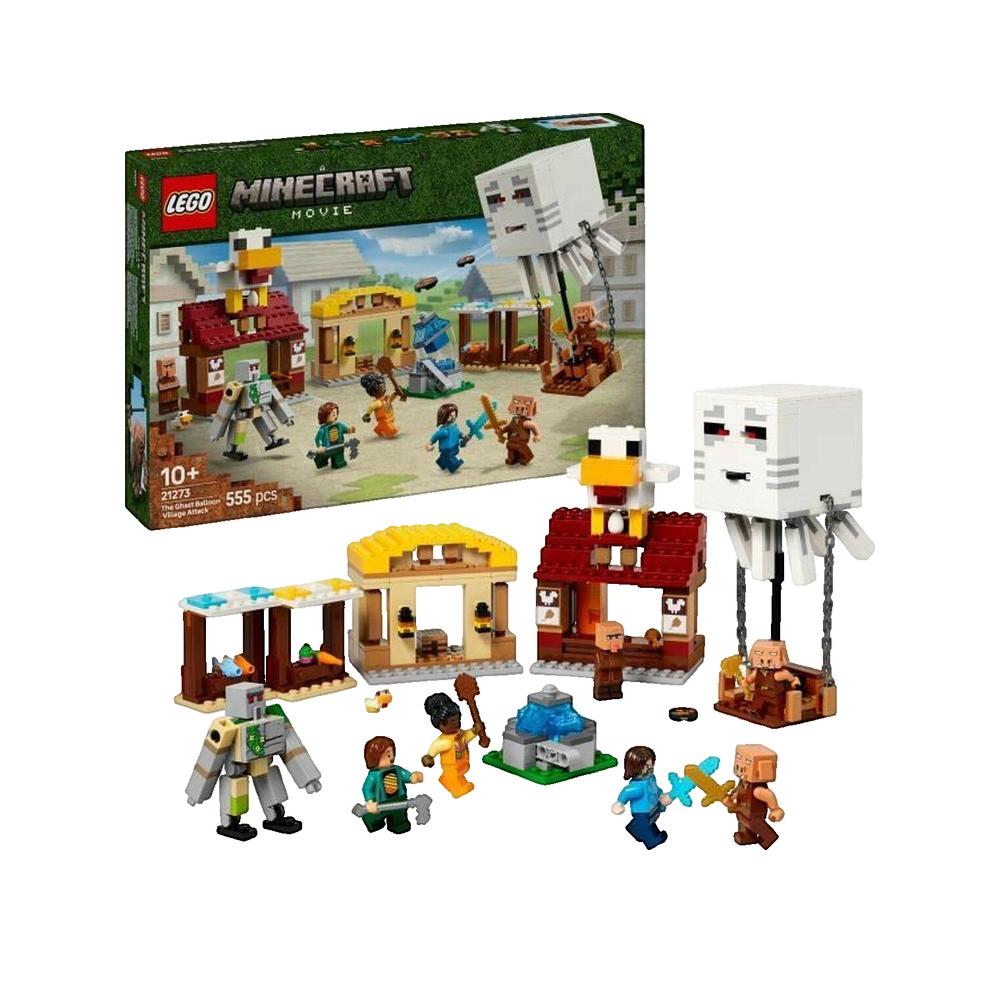 Zestaw Konstrukcyjny LEGO Minecraft Balon Ghast Atak na Wioskę z Postaciami