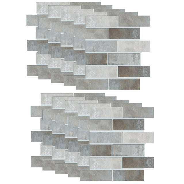 AULIGET Lot De 20 Plaques Adhésives PVC Imitation Pierre - Effet Grès Avec Métal Doré - 29,7x15 Cm - Revêtement Mural Cuisine/sdb