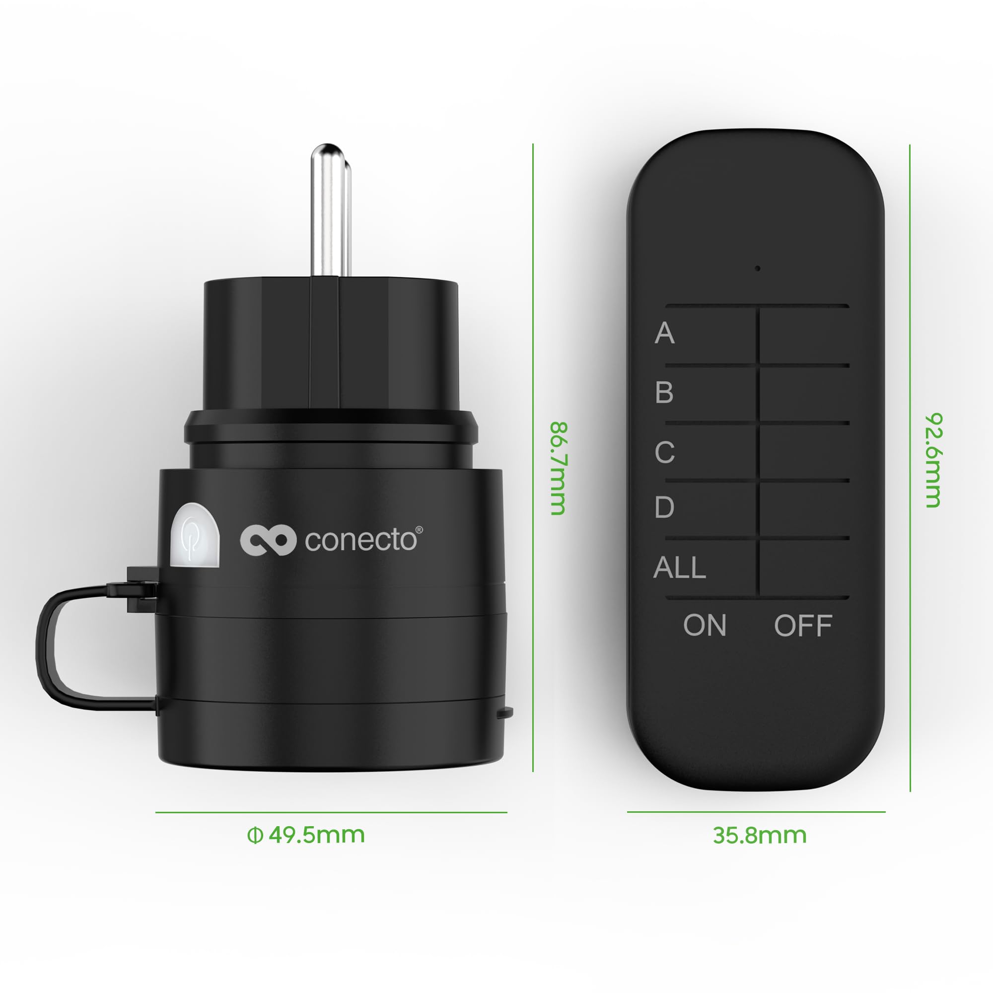 conecto prese di corrente radiocomandate con telecomando da esterno, 2300 Watt, 230V, 1 x presa di corrente con radiocomando, set da esterno, IP44, ri - 2