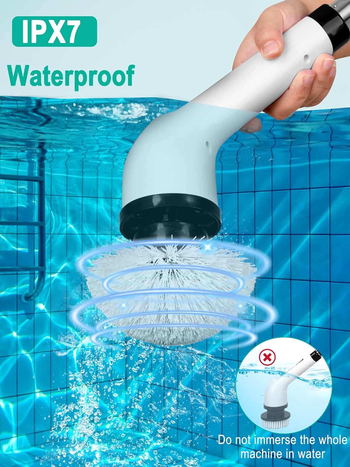 Brosse Électrique Rotative - Nettoyage Puissant avec 9 Têtes Remplaçables, Poignée Réglable, Usage Salle de Bain, Cuisine, Voiture - 2