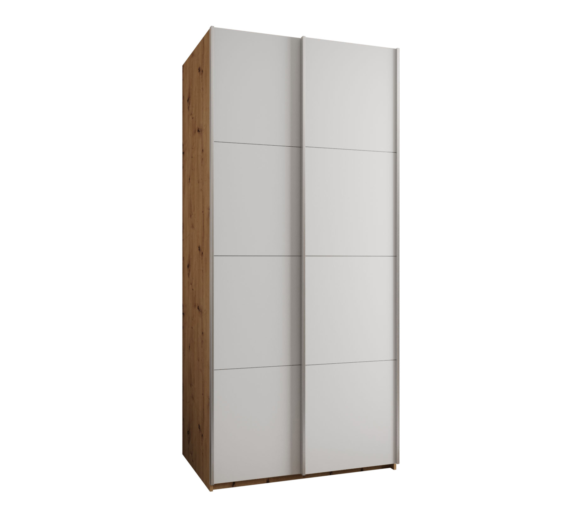 Szafa przesuwna wysoka Lux 1 100 x 64 x 245,5 cm artisan + biały + u. srebrny - Abiks Meble