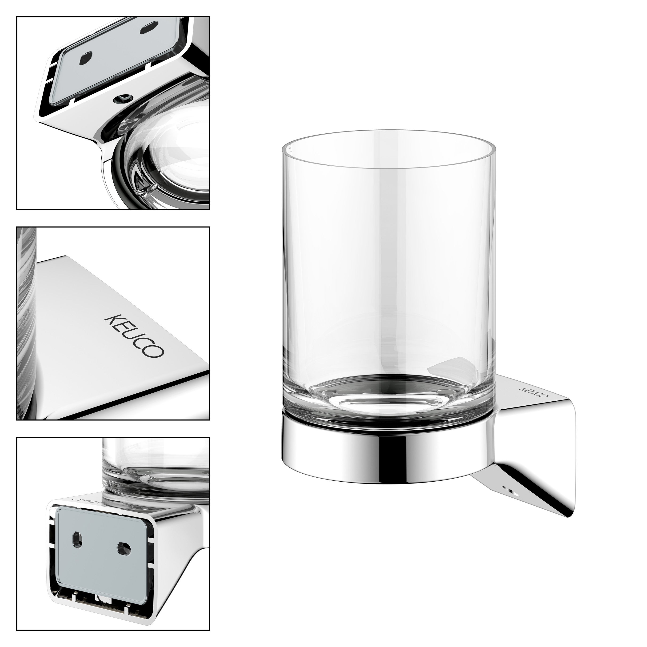 Gobelet Verre à Dent Ideal Standard IOM - Porte Brosse à Dent Rond Blanc Et Chrome