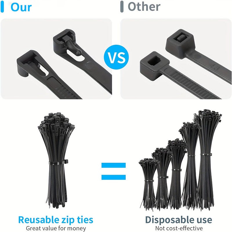 Set Di Fascette Nere - Corte E Lunghe - Resistenti Allo Strappo E Ai - Foto 7