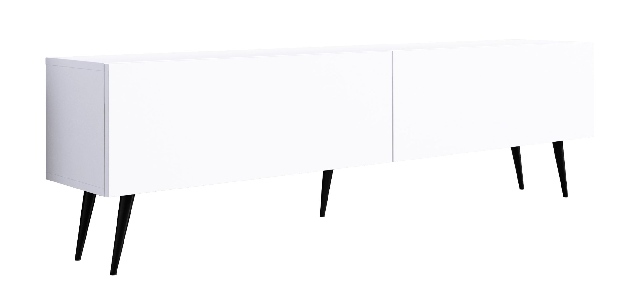 Szafka RTV : Biały Matowy, czarne nogi, 170 x 32 x 52 cm