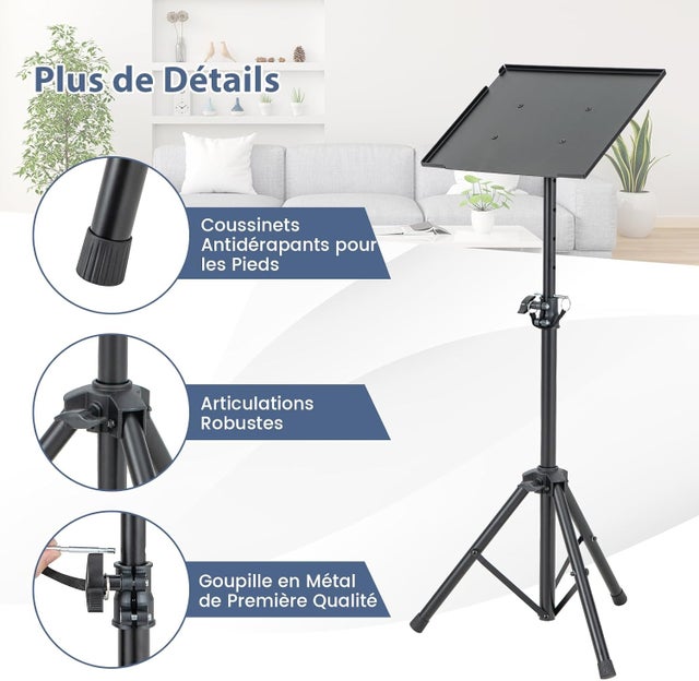 Support de projecteur pivotant à 360° réglable en hauteur, 60 à 120 cm, Support pour Support de projecteur pivotant à 360° réglable en hauteur, 60 à 120 cm, Support pour