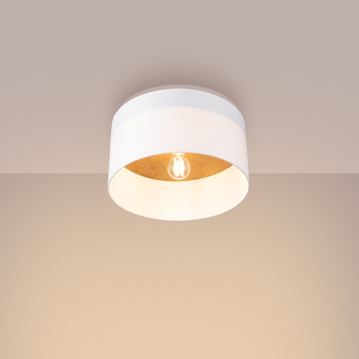 Plafon STRAYLON biały/jasny brąz LED 3000K - 35x35x20cm Sollux