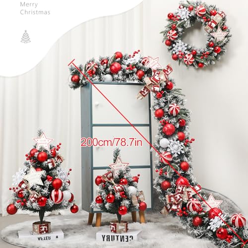 Corona natalizia, ghirlanda di ghirlande bianche verniciate a spruzzo, ghirlanda mista, decorazione natalizia, 2 metri, rosa. - 2