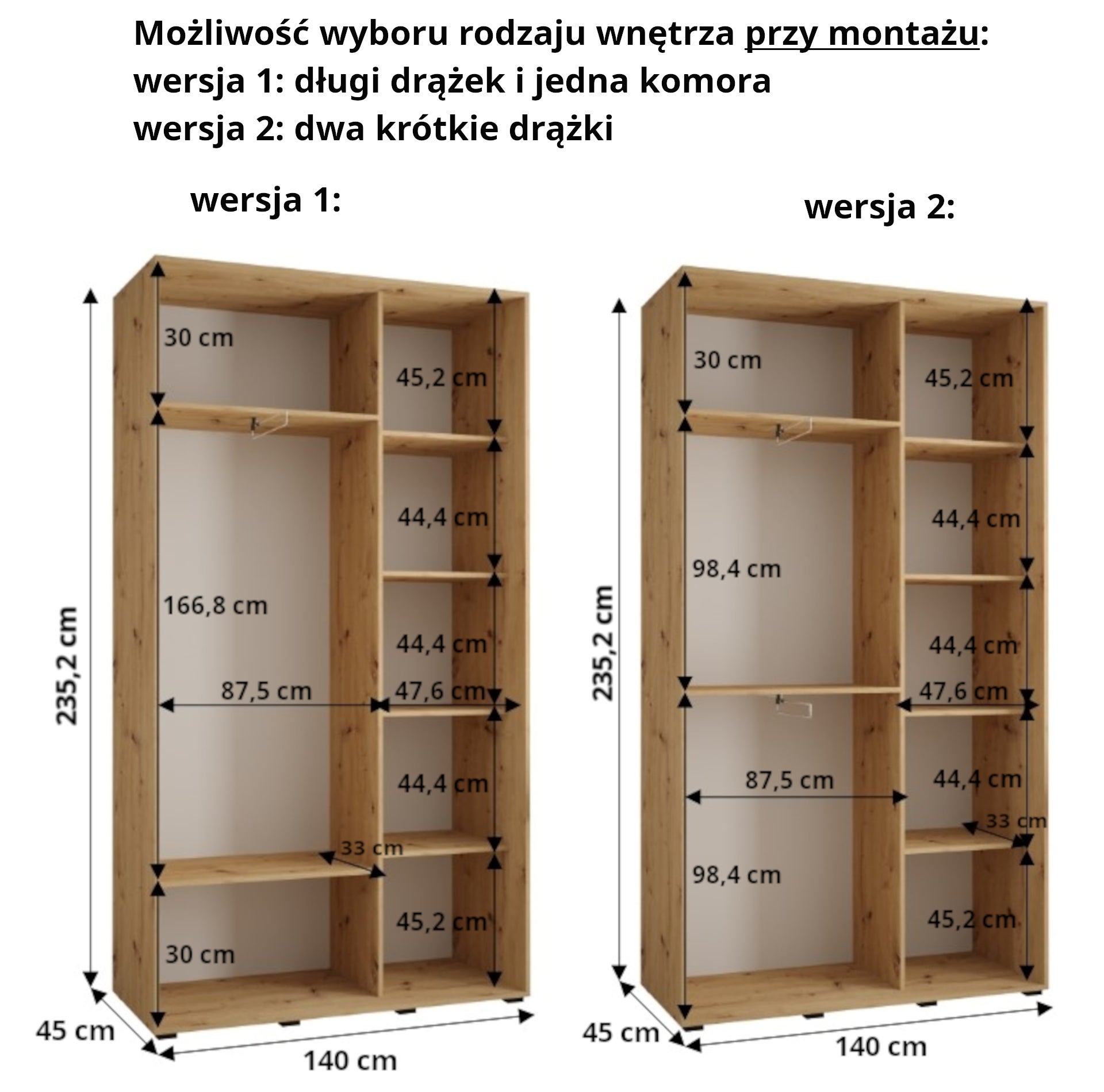 Szafa przesuwna wysoka Davos 6 140 x 45 x 235,2 cm czarny + artisan + u. srebrny - Abiks Meble - 5