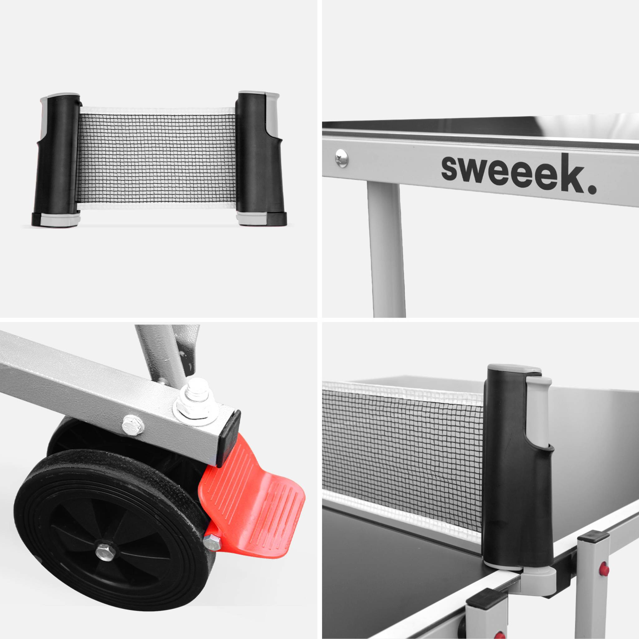 Table de ping pong OUTDOOR grise - table pliable avec 2 raquettes et 3 balles. pour utilisation extérieure. sport tennis - 2