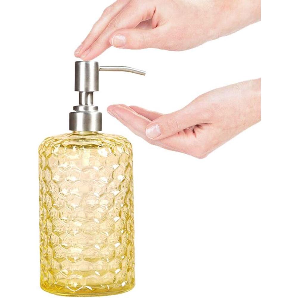 Distributeur de savon en verre et bec verseur en acier inoxydable pour salle de bain, toilette ou cuisine (vert) - 4