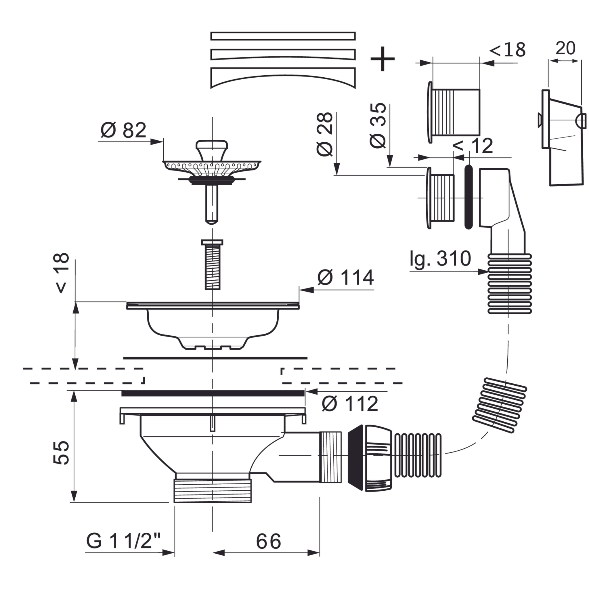 Valvola cestello in acciaio inox con troppo pieno rotondo e rettangolare - WIRQUIN - 2