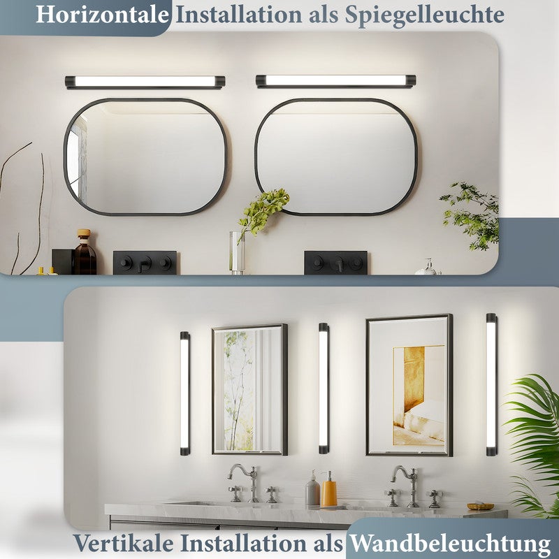 Lampa lustrzana LED Nettlife 50 cm, 10 W, czarna, do łazienki, neutralne światło 4000 K, wodoodporna IP44, nowoczesna, do kuchni lub szafy - 7