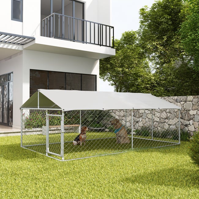 Recinto Per Cani PawHut 400x230x150cm - Kennedy Esterno Con Copertura Impermeabile, Per Cani Fino A 30kg - Foto 2