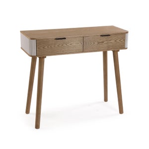 VERSA Consolle In Legno Massello Stile Rustico - 78x100x30 Cm Con 2 Cassetti, Mobile D'Ingresso O Salotto, Colore Marrone Naturale - 3