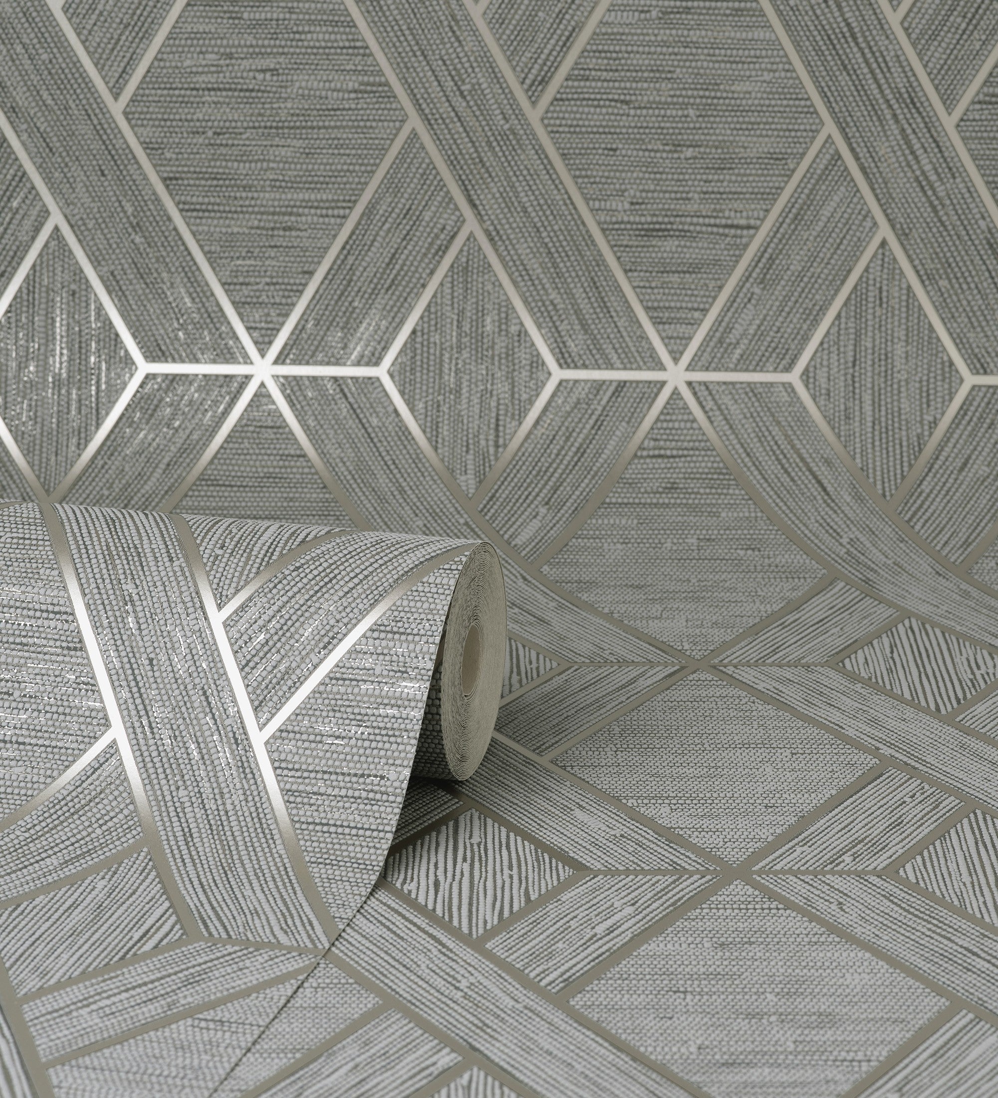 Papier peint lessivable géométrique avec lignes tressés métallisées imitation tissu - Evolet Braided 681976 de GAULAN - Rouleaux de 10 m x 0,52 m - 8