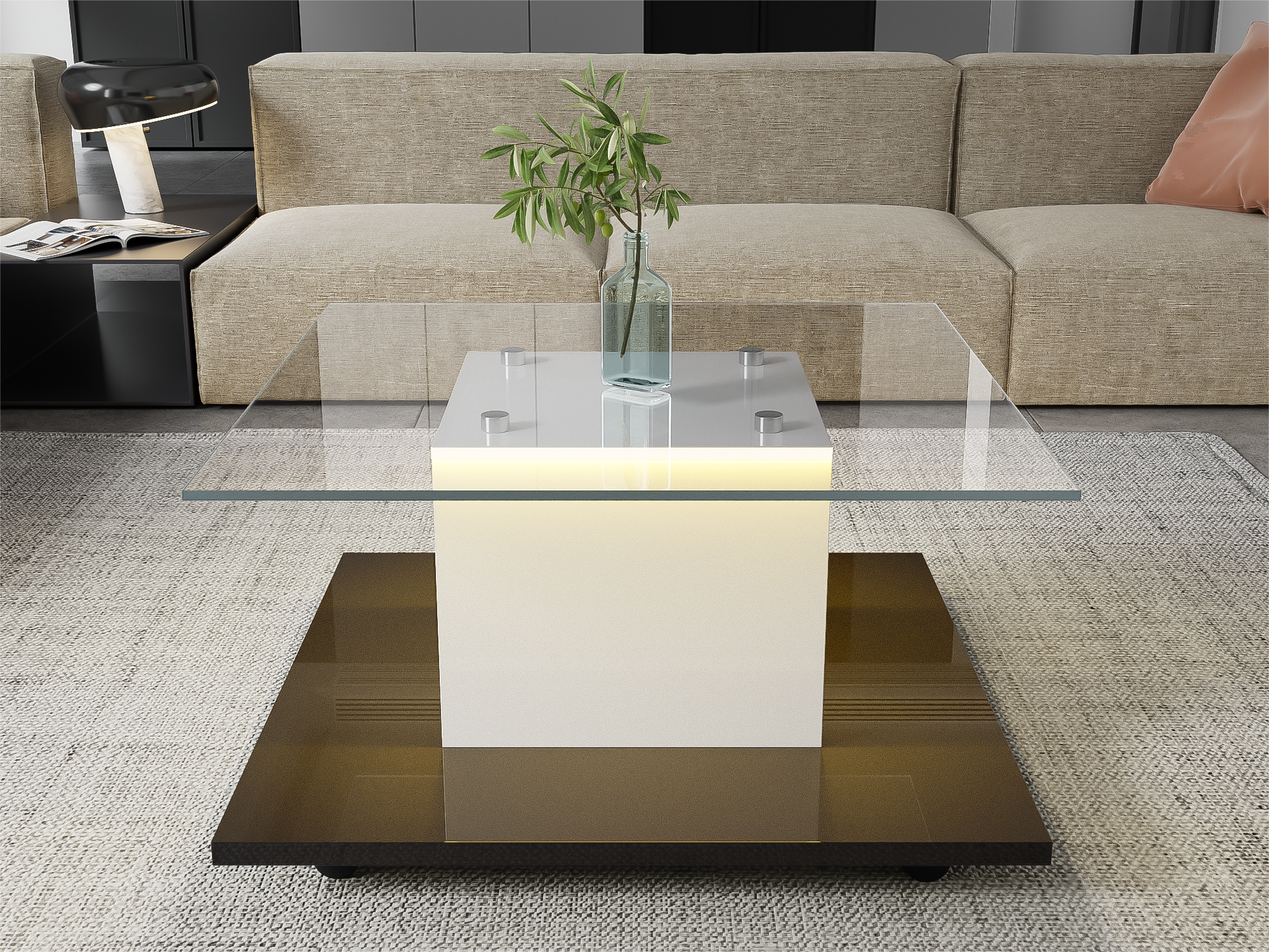 Tavolino A 3 Livelli Con Ruote E 2 Cassetti – Comodino In Legno Con Tasca Laterale, 60 Cm, Per Soggiorno, Camera Da Letto O Ufficio