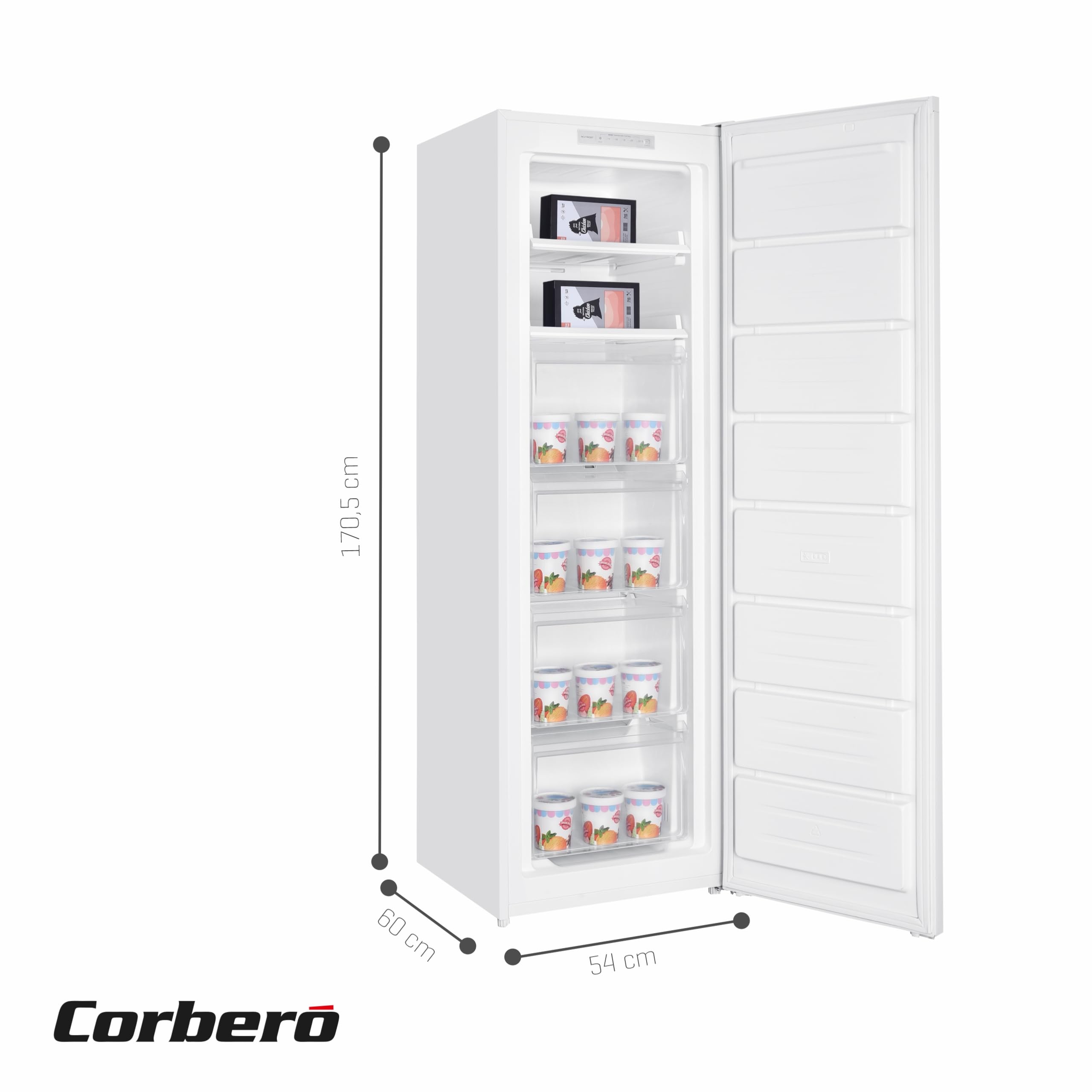 Corberó - Congelador Vertical CCVH17023NFW | 204L | No Frost, Crisper, 39 dB - 2