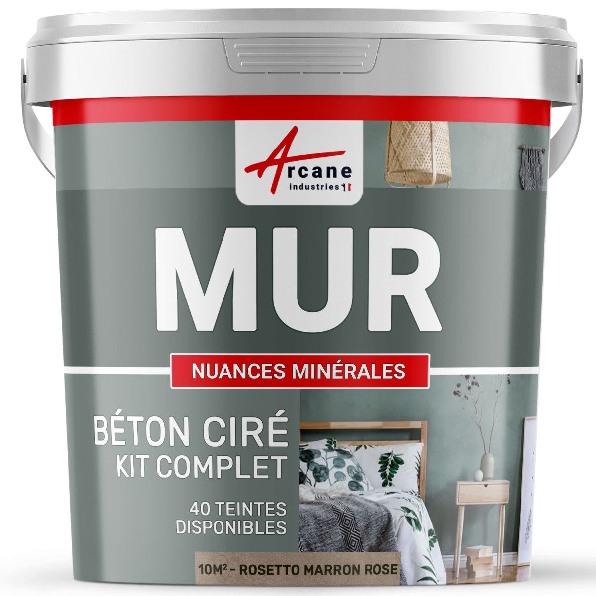BÉTON CIRÉ - KIT béton ciré Murs - 10 m² Rosetto Marron Rose - ARCANE ...