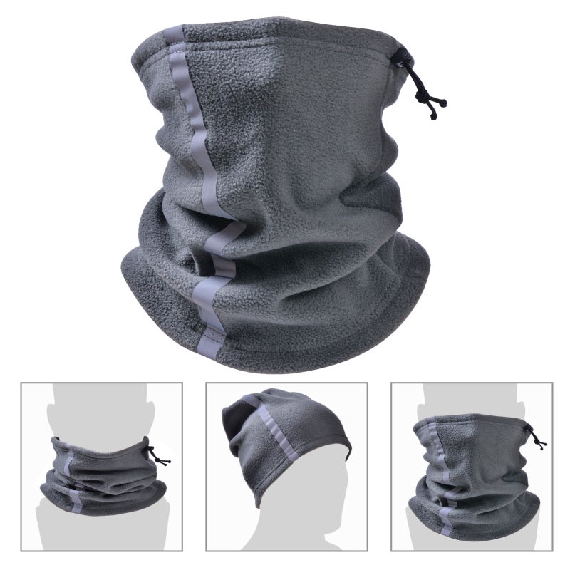 Gaiter de cou polaire ajustable, Couvre-visage réfléchi pour la sécurité, Bonnet chaud hiver, Écharpe outdoor sport pour hommes et femmes, Ski, Vélo - 5