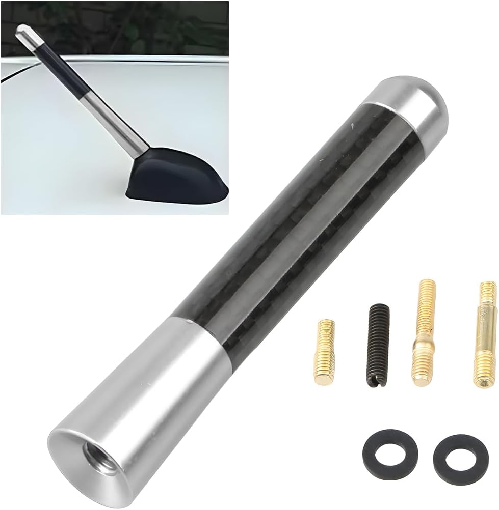 Antenna Corta Per Auto 3.6 Cm, In Alluminio, Universale, Per Radio AM/FM, Colore Nero