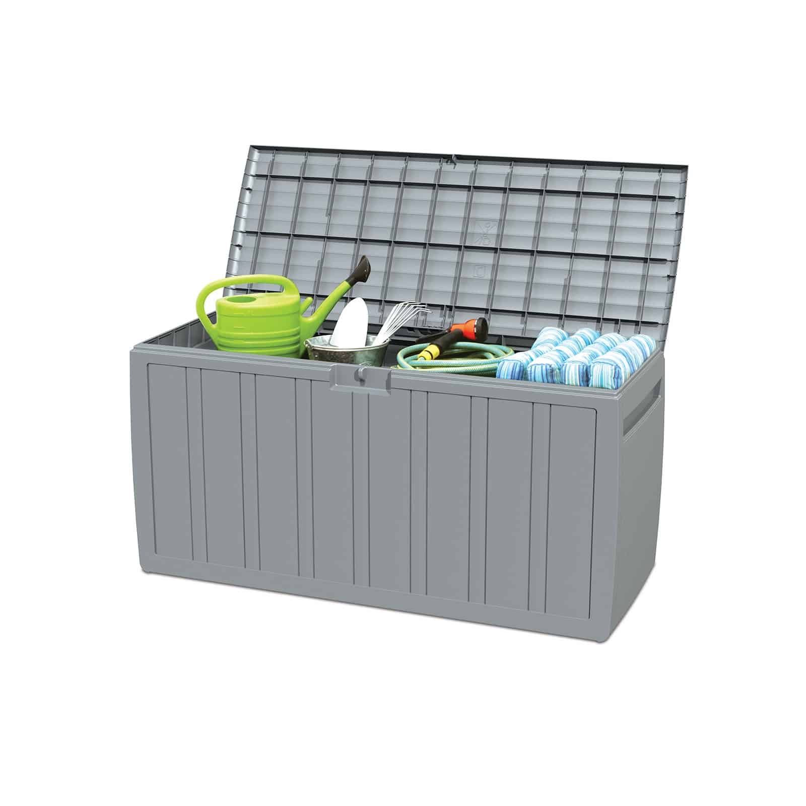 Coffre de Rangement en Résine Gardiun Top 117x45,5x57,50 cm 270L Montage par clic avec Système de Verrouillage Gris - 8