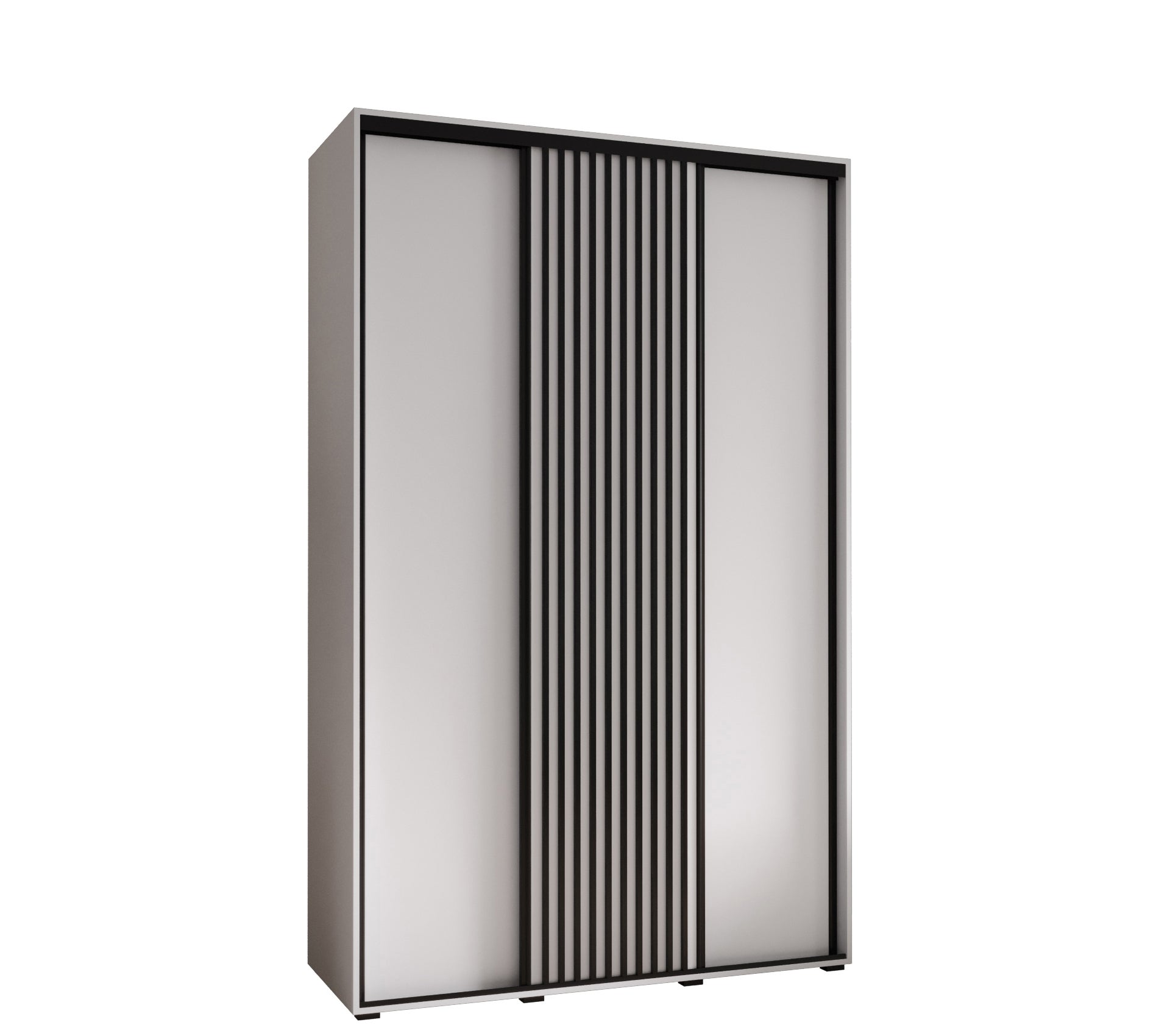 Szafa przesuwna wysoka Lanko 1 160 x 45 x 235,2 cm biały + biały + lamele czarny - Abiks Meble