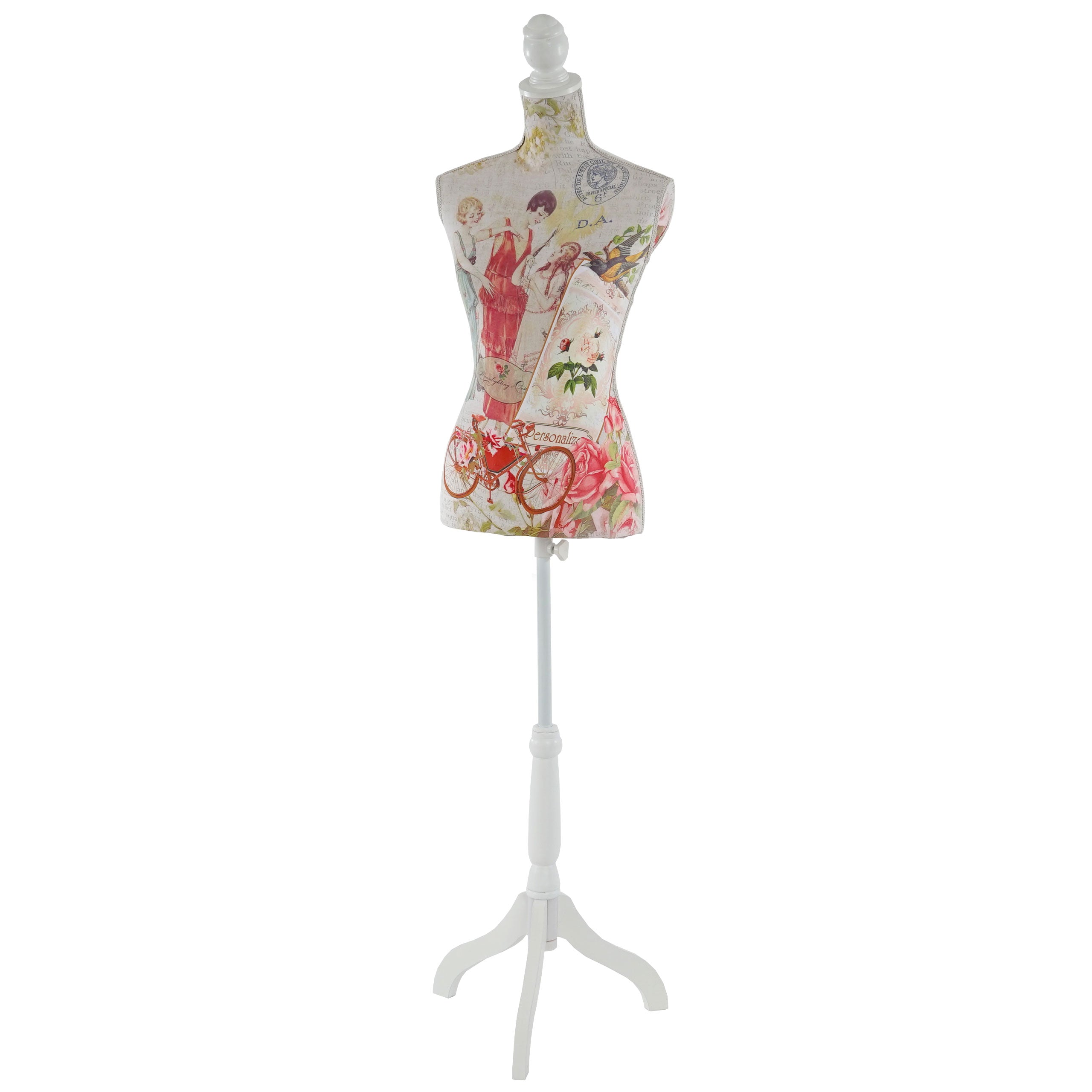 Busto mujer costura con pies maniquí mujer altura regulable decoración fibra vidrio ventana 04_0004286