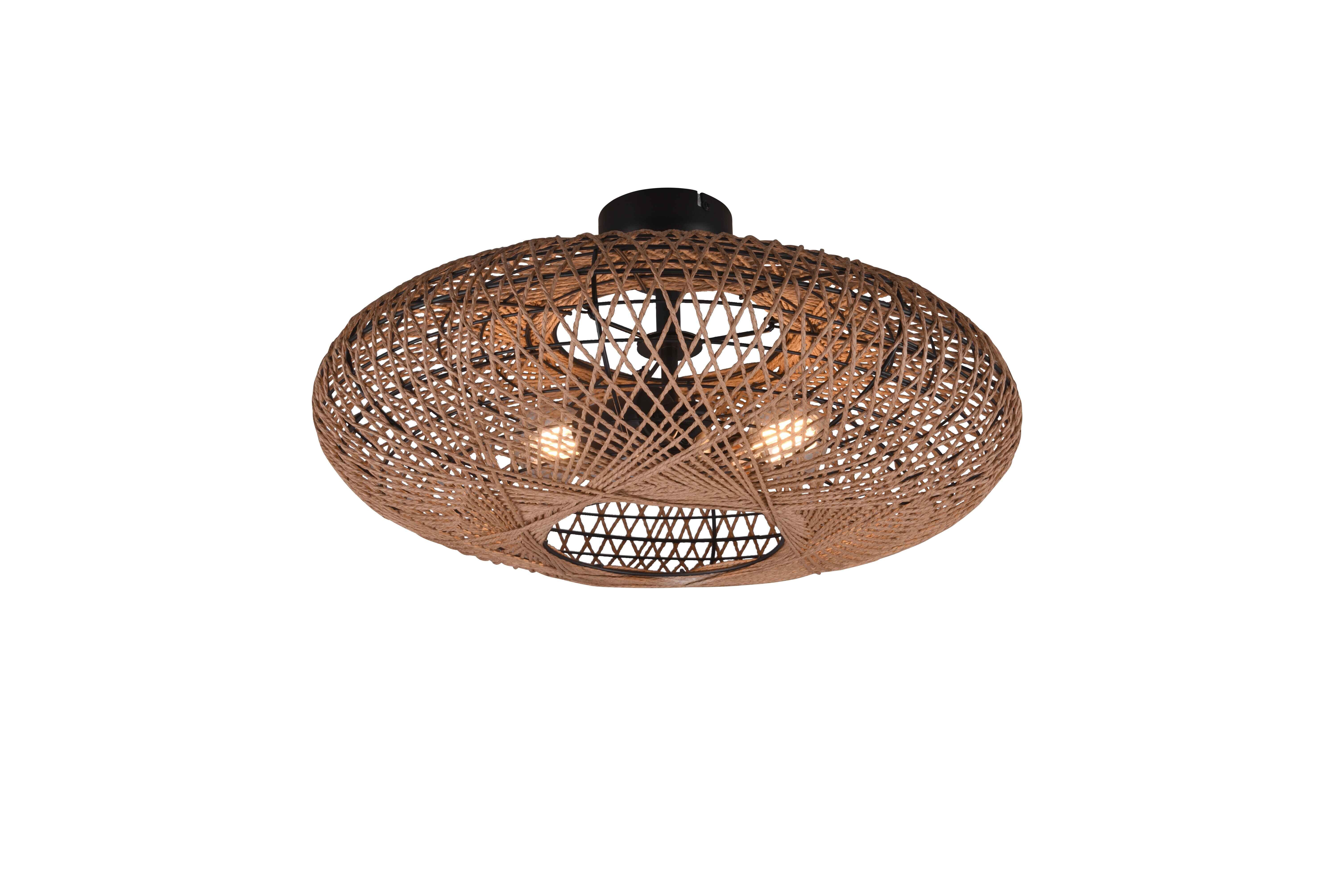 Lampa sufitowa HEDDA brązowo-czarna 2xE27x40W sznurek / sizal wym:28x52x52cm IP20 Trio
