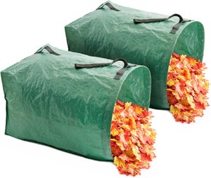 Lot De 3 Sacs Poubelle Jardin 200L Verts - Poignées, En PP Résistant, Pour Feuilles, Déchets Verts, Gravats