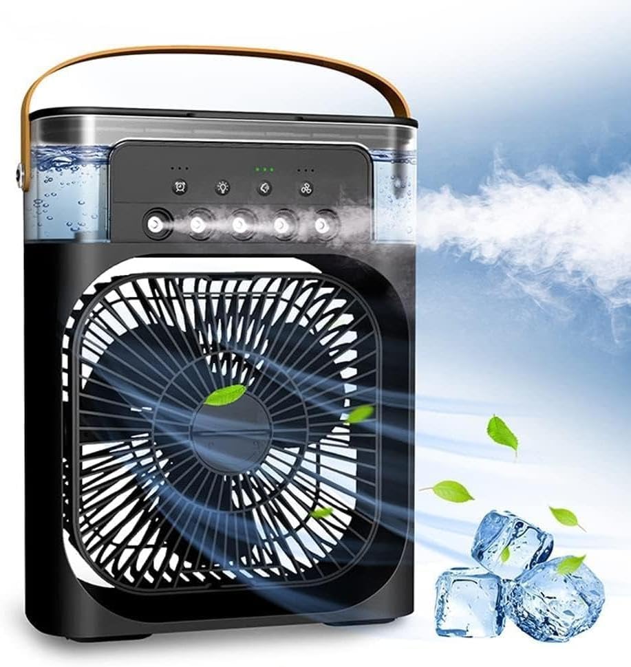 Przenośny klimatyzator, mini wentylator osobisty 4 w 1 z rozpylaczem wody i 3 prędkościami parowania (czarny)