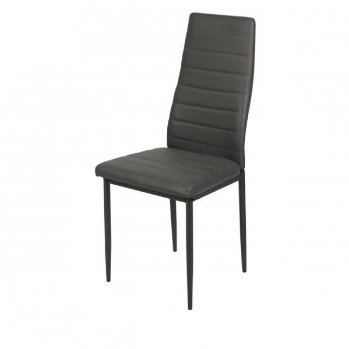 Chaise Salle Manger Anthracite Avec Dossier Haut Effet Cuir Gris