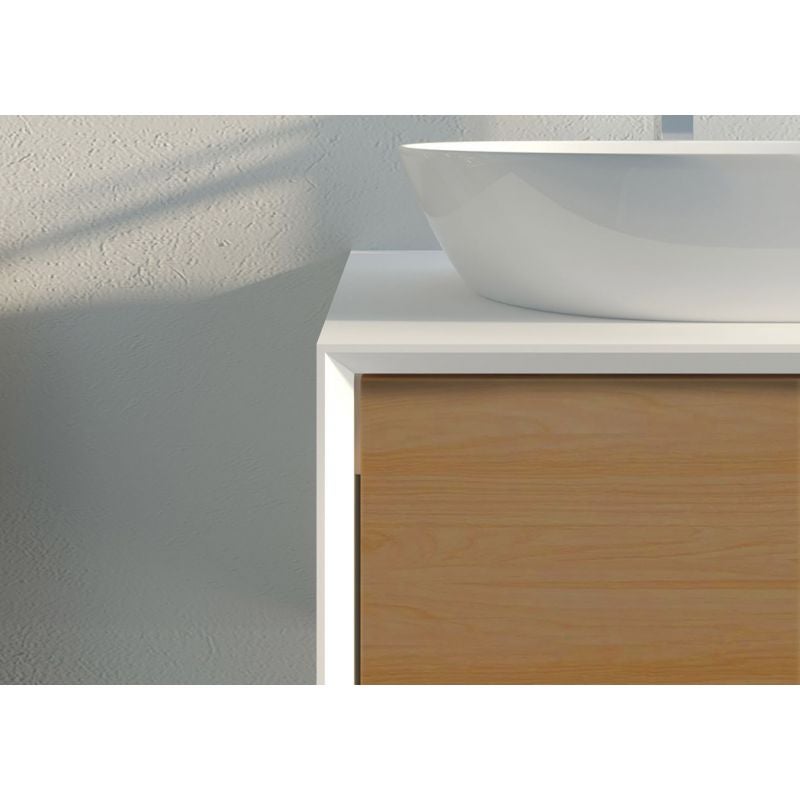 Meuble de salle de bain Bellano 1400 Bois naturel et Blanc - 4