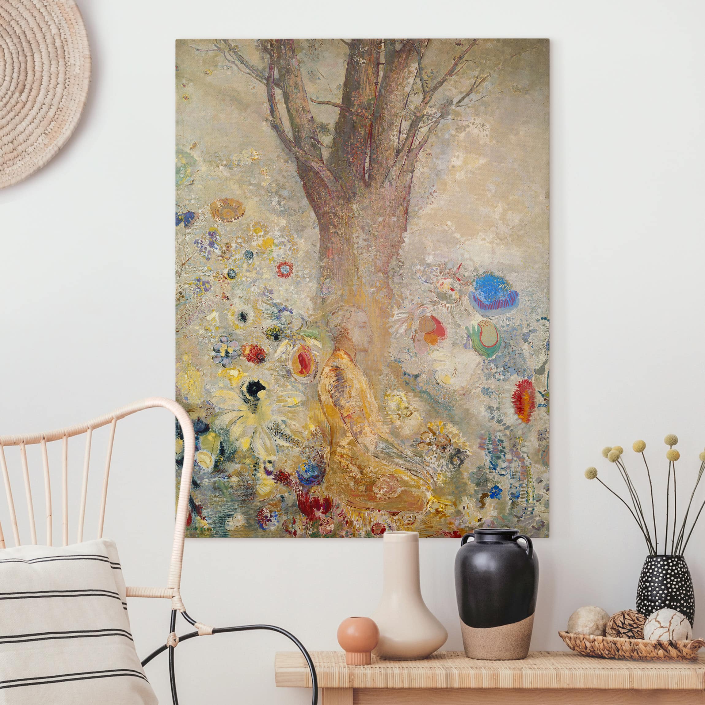 Lienzo cuadro en lienzo bastidor impresion en lienzo beige odilon redon zen buda pintura 350 cocina dormitorio salón pasillo 75 x 100 cm