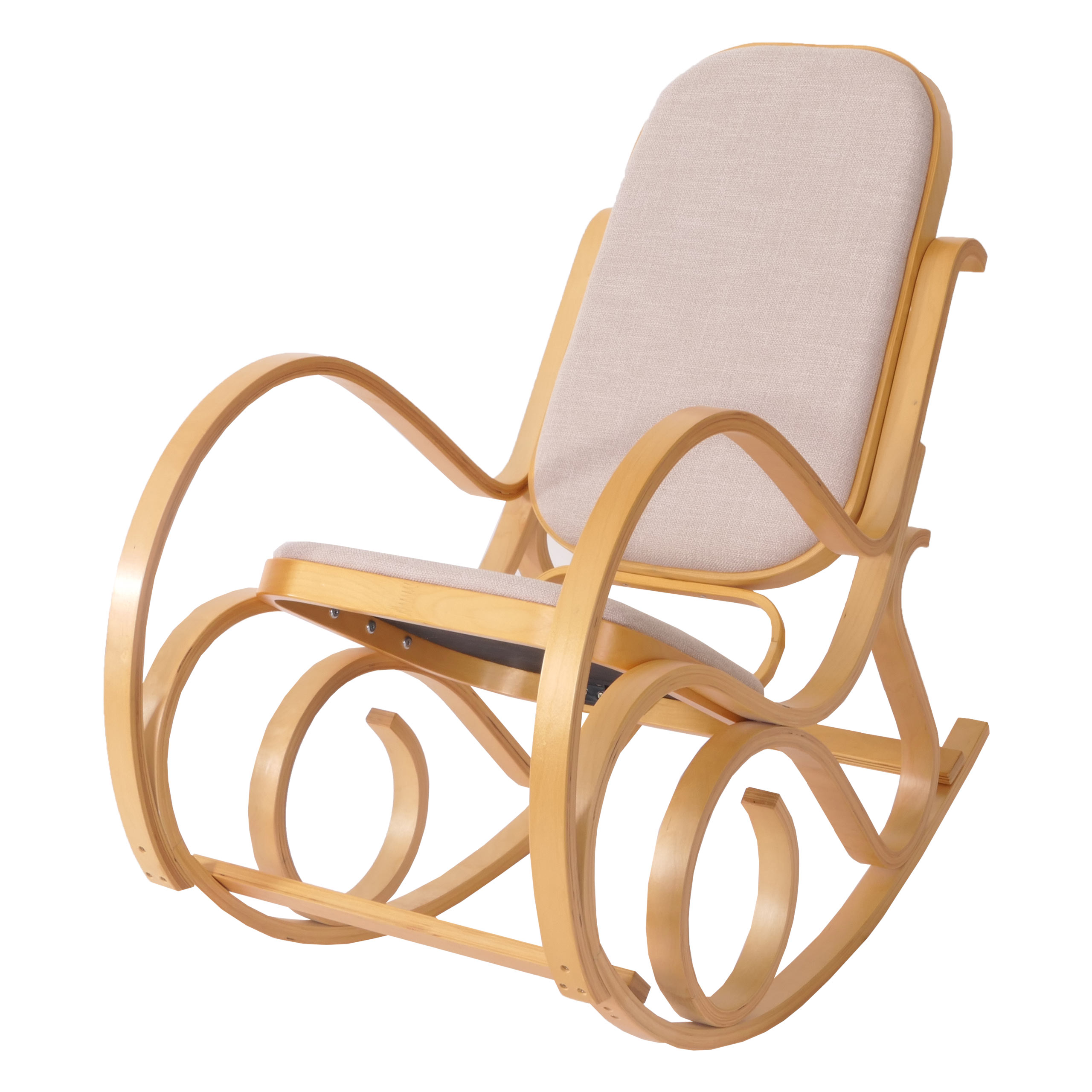 Mecedora m41, sillón giratorio sillón tv, madera maciza ~ aspecto roble, tela/textil beige