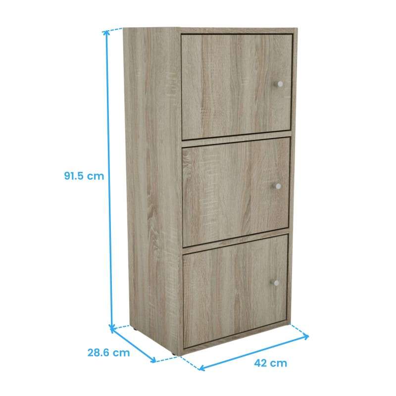 Estantería de Salón Plea, Mueble Organizador Comedor Roble Sonoma 1 armario 3 puertas, 1 estantería 3 niveles Melamina 42x184x29 cm - 6