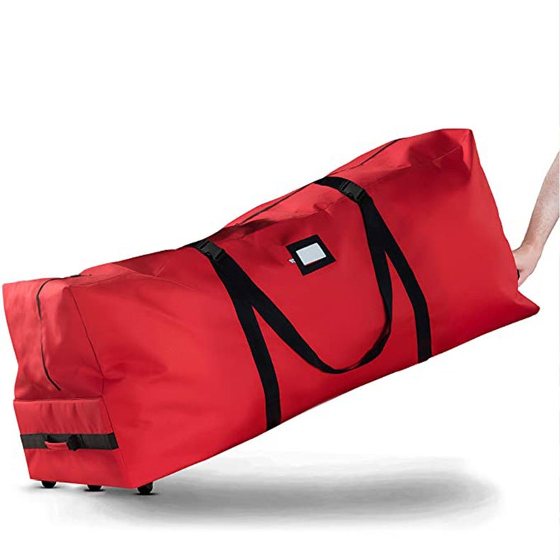 Borsa Porta Albero Di Natale 120x28x43 Cm - In Plastica Resistente Con Cerniera E Maniglie - Rossa - 5