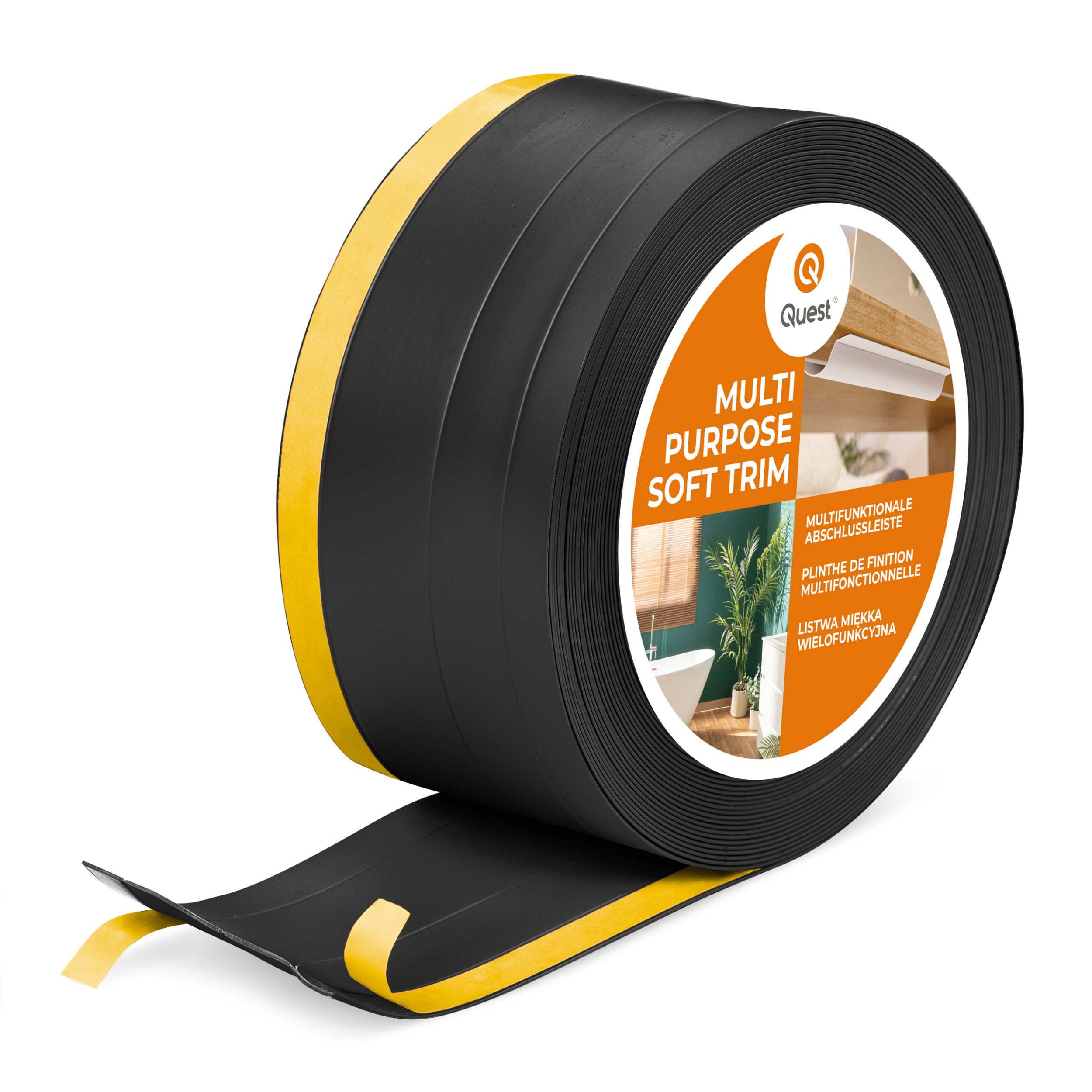Listwa wykończeniowa PVC 4w1 samoprzylepna 120 mm - elastyczna, uniwersalna - 10 m, czarna