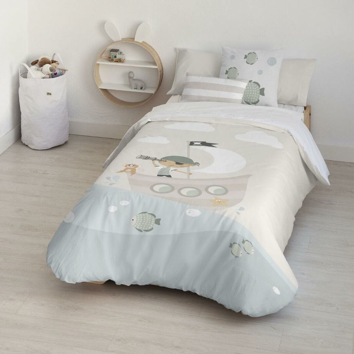 COTTON ARTean Copripiumino reversibile per letto da 135 Seal Beige Microfibra Spazzolata. Copripiumino 220 x 220 + 1 federa cuscino chiusura con bottoni