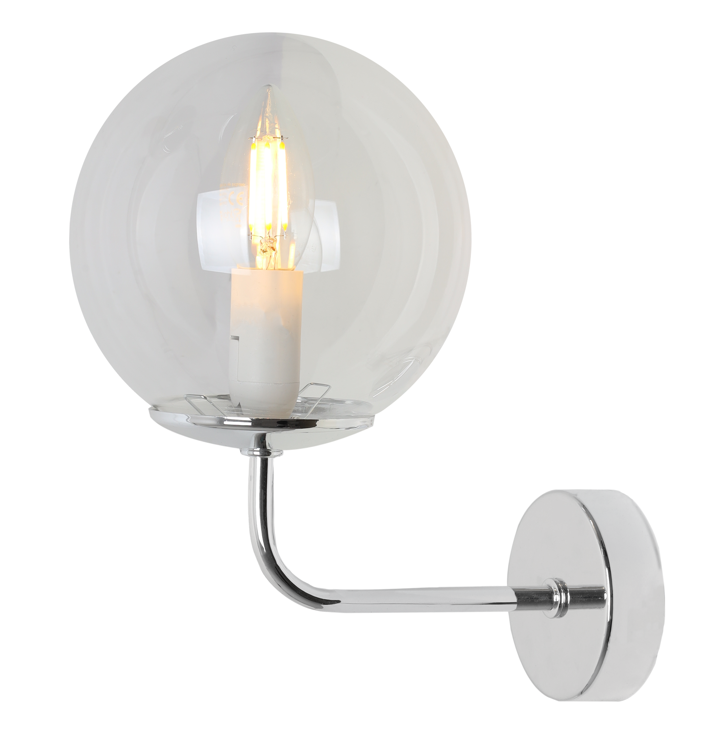 Lampa kinkiet ścienny Siena glamour 1xE14 klosz kula szklana srebrny/bezbarwny Light Home LH - 5