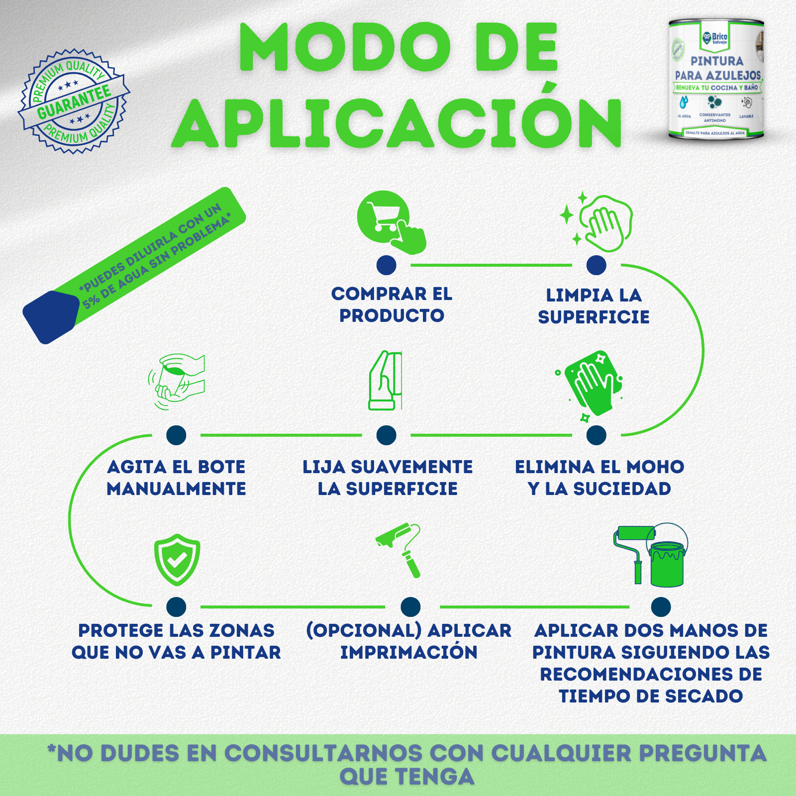 BRICOSALVAJE Pintura para Azulejos | Blanco Alpino 750ml | Acabado Mate | Estilo Fresco y Elegante - 3