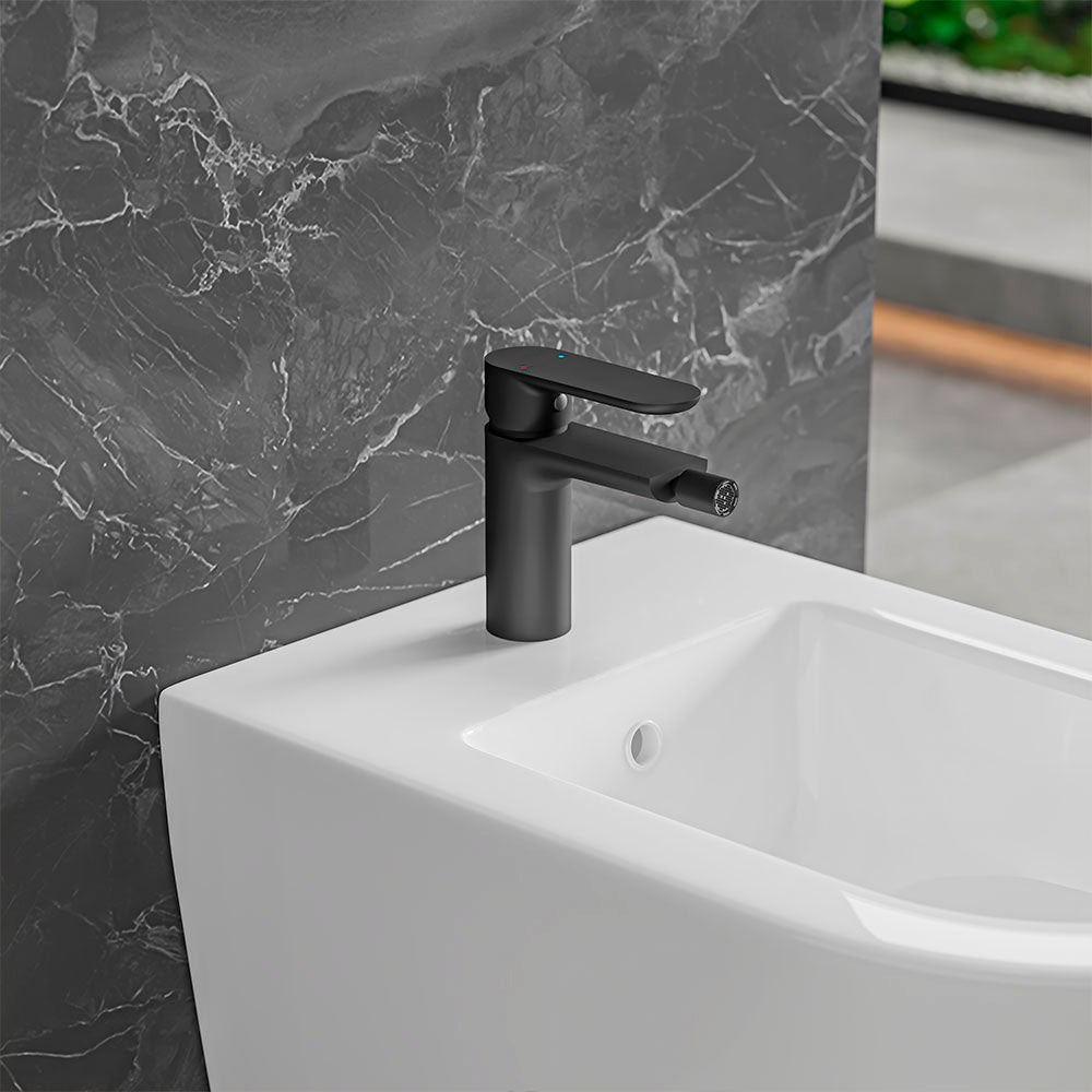 Monomando Bidé Baikal Negro acabado negro, con aireador Neoperl, cartucho cerámico, material inoxidable AISI 304, grifería de baño moderna - 3