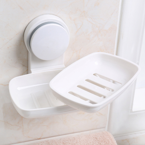 Porte-savon à Ventouses Pour Douche - Lot De 2 (gris Et Blanc) - Avec égouttoir - Sans Perçage - Matière ABS