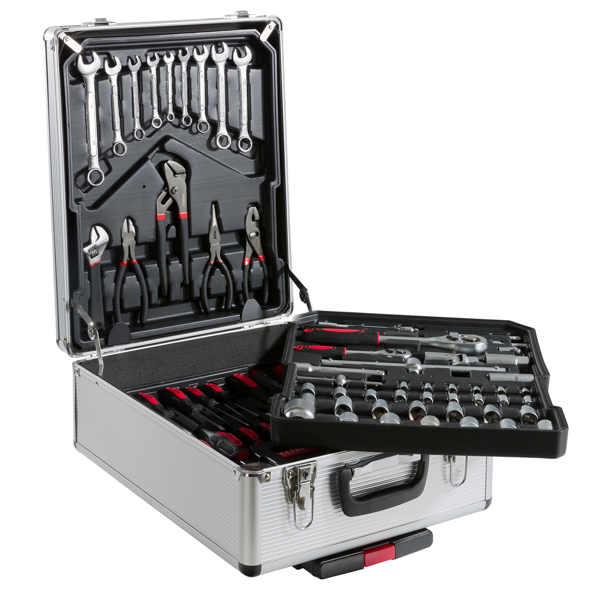 AREBOS Valise à Outils Set d'outils 1200 pièces Valise à roulettes ou ...