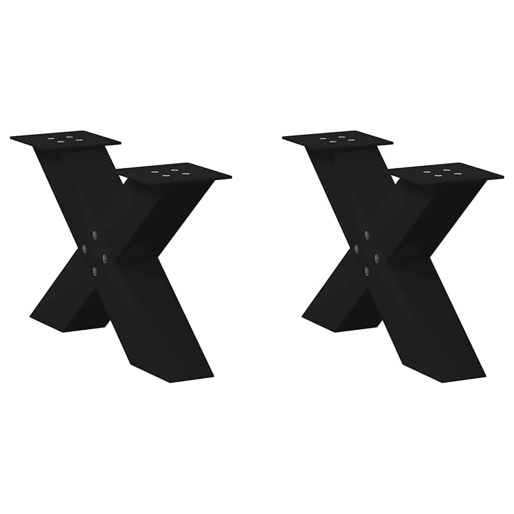 Nogi do stolika kawowego w kształcie litery X 2 szt. Czarne 50x(30-31) cm Stal vidaXL