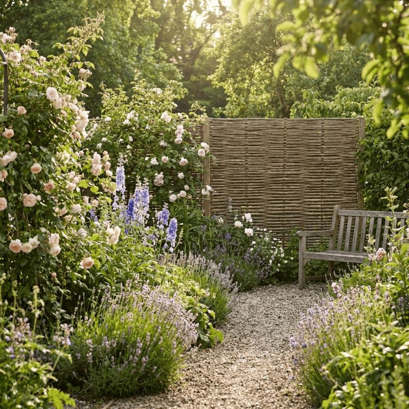 Clôture bois en noisetier - 100% Naturel - Sans Poteaux - Hauteur 120 X Largeur 180 cm - 5