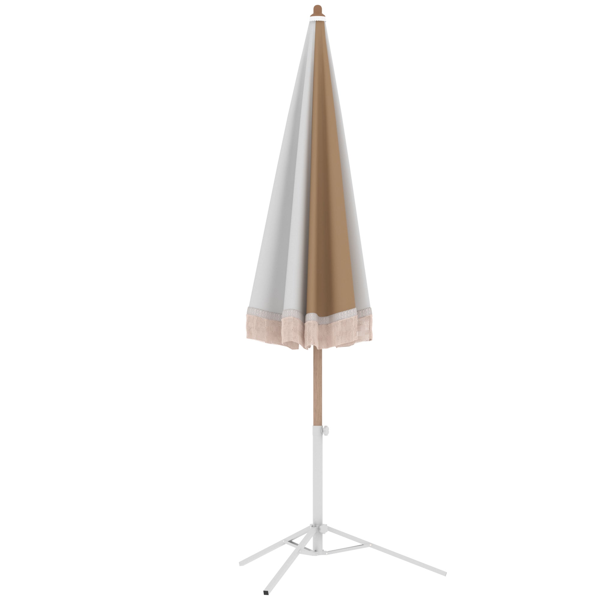 Chapéu de Sol de Praia Outsunny Poliéster, Metal Branco e Bege 175x175x202 cm - 5