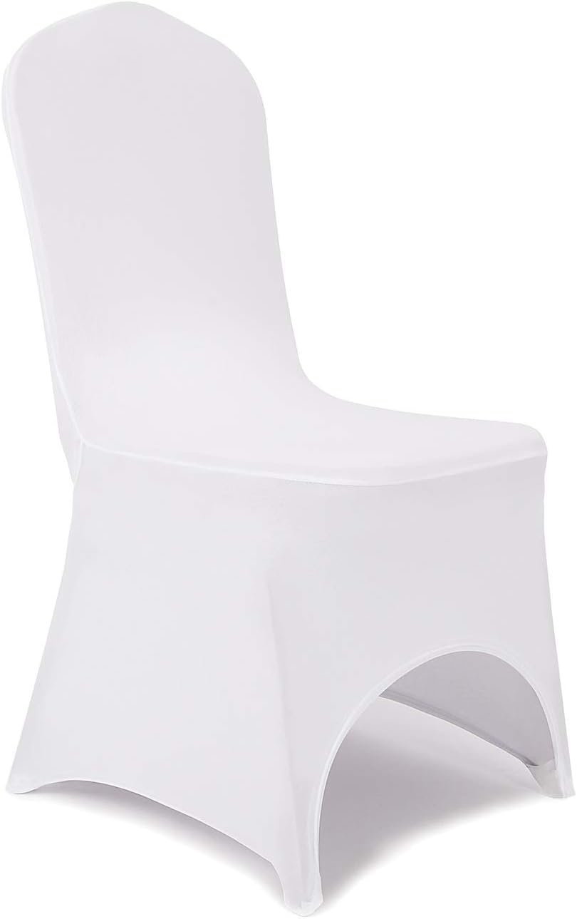 VEVOR Lot De 50 Housses De Chaise Mariage Blanc – Polyester Élasthanne Extensible, Protection Élégante Pour Chaises Sans Accoudoirs Banquet Housse Chaise Fête Célébration