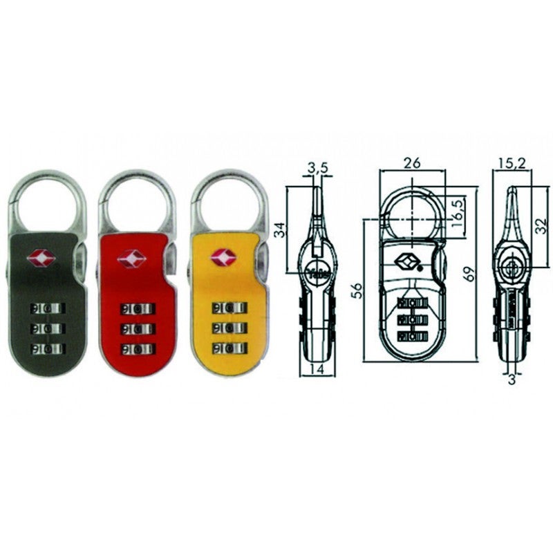 Lucchetto TSA Per Valigie GRIFEMA - Combinazione 3 Cifre Con Cavo Acciaio - Foto 5